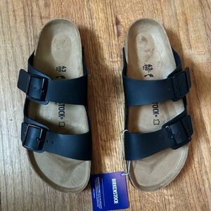 Birkenstock Milano Soft Footbed Black Birko-Flor Sandals Men’s Size 10 EU 43